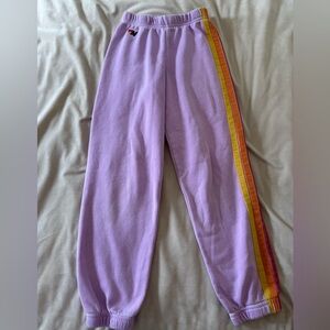 Aviator Nation Lavender Joggers with Multicolor Stripe